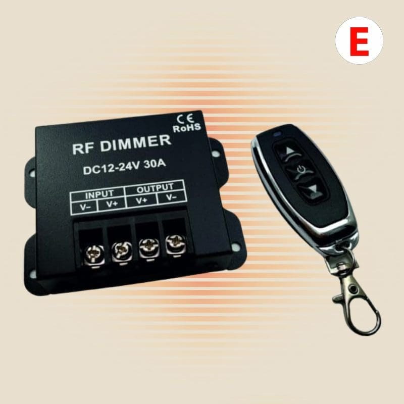 RF Dimer Atenuador ajusta brillo de la luz 12V-24V 30A