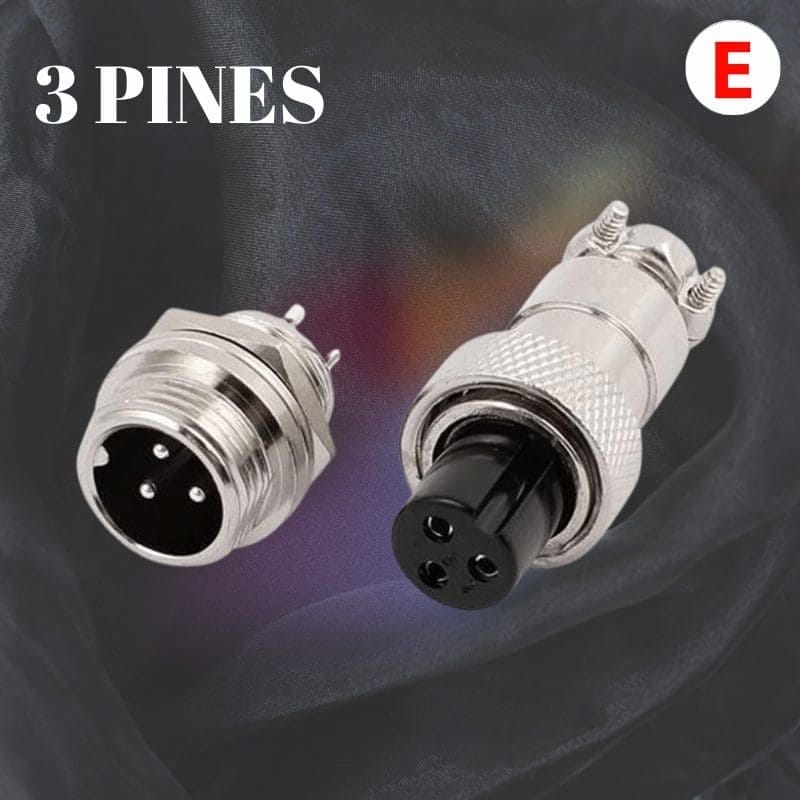 Conector 3 pines GX12 12mm macho y hembra para Panel Enchufe aviador