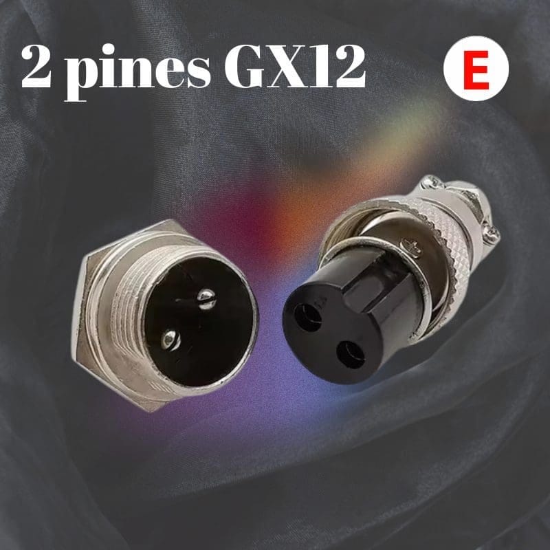 Conector 2 pines GX12 12mm macho y hembra para Panel Enchufe aviador circula