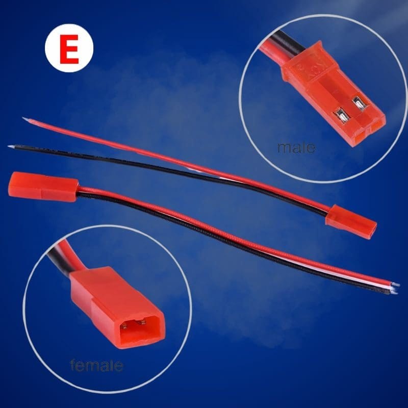 Conector JST Cable Macho + Hembra de 2 pines para bateria y juguetes 10cm