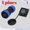 IP68 Conector impermeable SD20 20mm 4 Pines Enchufe de aviación conector de alto voltaje.