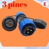 IP68 Conector impermeable SD20 20mm 3 Pines Enchufe de aviación conector de alto voltaje.