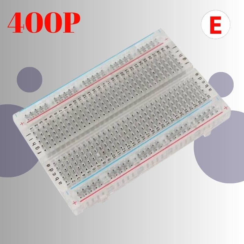 Protoboard transparente de 400 puntos [8,5 x 5,5]cm Crea Tus proyectos de electronica.