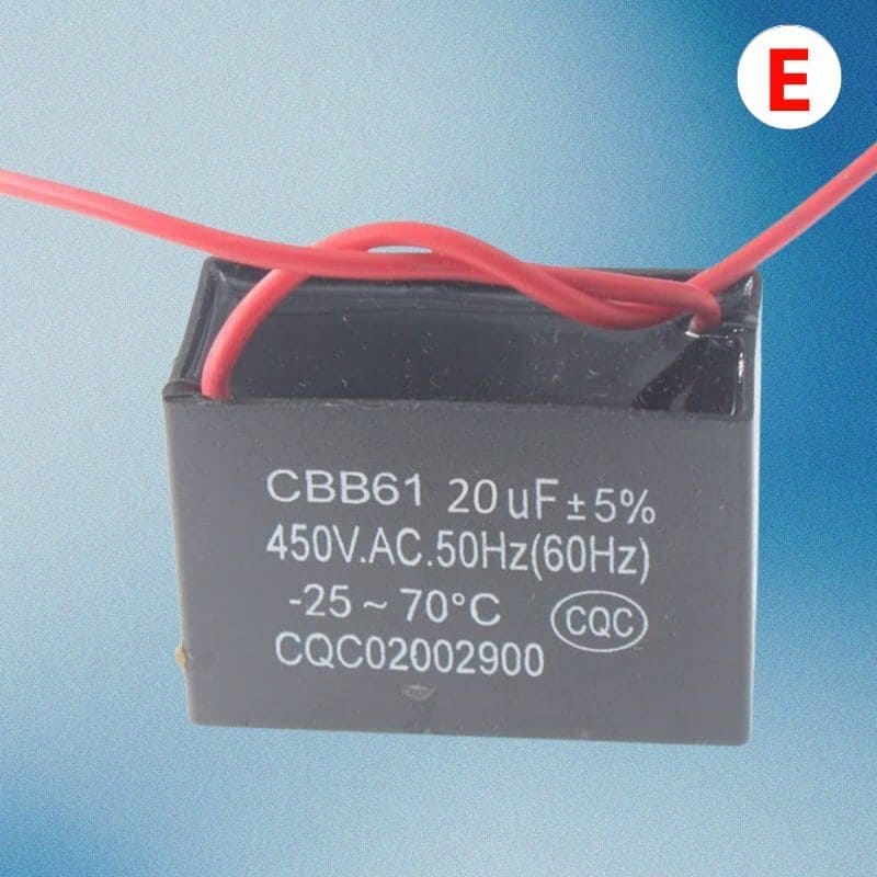 Capacitor de ventilador CBB61 450V 20UF 50/60Hz 5% Solución Completa para Motores Monofásicos
