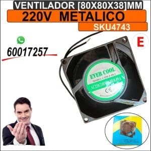 Ventilador [80x80x38]mm [8x8x3.8]cm 220V Silencioso, Duradero y Fácil de Instalar